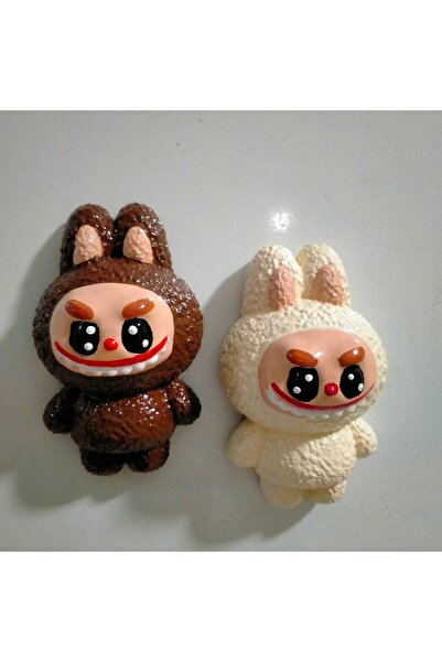 Minihobiev Krem , kahverengi ikili labubu magnet 8cm, buzdolabı mıknatısı , d...