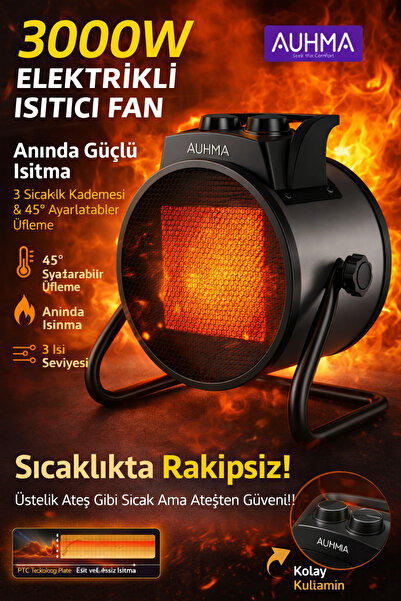 Kılıforyum 3000W Güçlü Elektrikli Isıtıcı Fan | Sessiz , 3 Isı Kademesi Güven...
