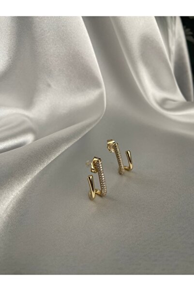 XP XUPİNG VIP 14K Altın Kaplama Çift Görünümlü Kadın Çelik Küpe