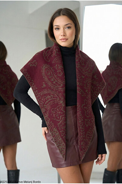 Luminos Butik Bordo Üçgen Omuz Atkısı SAL1301