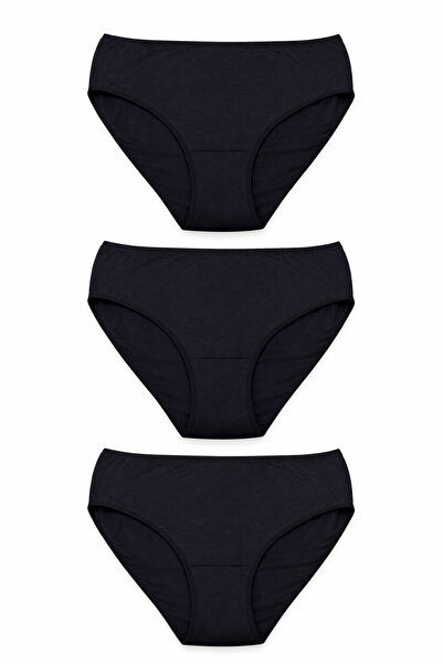 İnsane Minds 3-Piece Black High Waist Cotton Women's Panties