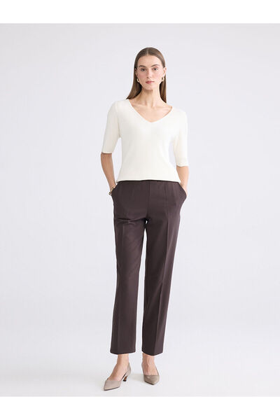 LC Waikiki Γυναικείο παντελόνι LCW GraceBrown με ελαστική μέση