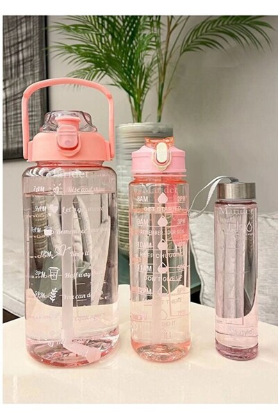 Kitchen Dream 3.5 L Set of 3 Transparent Motivational Water Bottles 2Lt+900Ml...