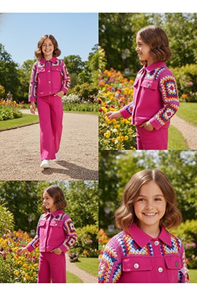 NiLi KIZ ÇOCUK NAKIŞ DETAY GABARDİN İKİLİ TAKIM