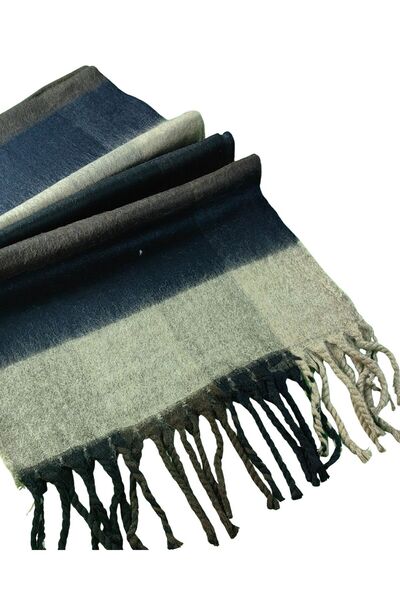 mim eşarp Thick Winter Patterned Soft Textured Fringed Shawl – 50×185 cm