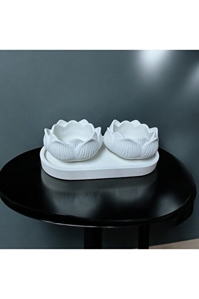 Bernami Set de 3 Pinterest: farfurie organizatoare ovală cu floare de lotus, ...