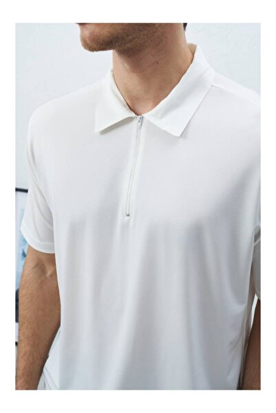 perasttesktil Guler polo pentru bărbați, cu jumătate de fermoar, tricou