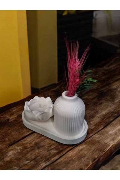 Bernami Set vază și suport pentru lumânări Lotus Pinterest (florile nu sunt i...