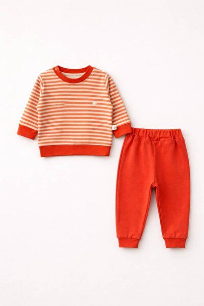 The Nest Kids Warm Sand Premium Organic Cotton Natural Striped Baby Bottom an...
