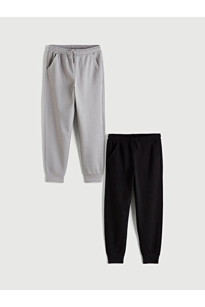 LC Waikiki Μαύρο αγορίστικο παντελόνι φόρμας Jogger με ελαστική μέση, σετ 2 τ...