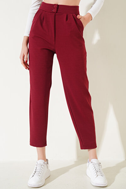 LUSHİGO Women's Buttoned Skinny Trousers
