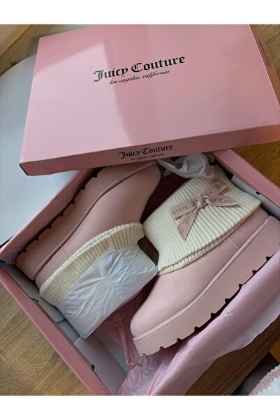 8line Pink Ribbon Couture Plush Textured Women's Winter Boots