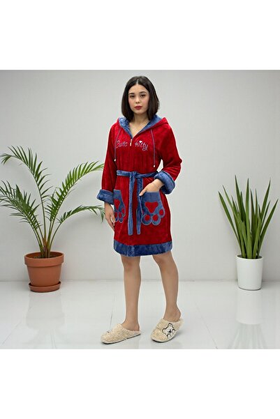 Şahteks Women's Zippered Hooded Cute Kitty Embroidery Detailed Special Design...