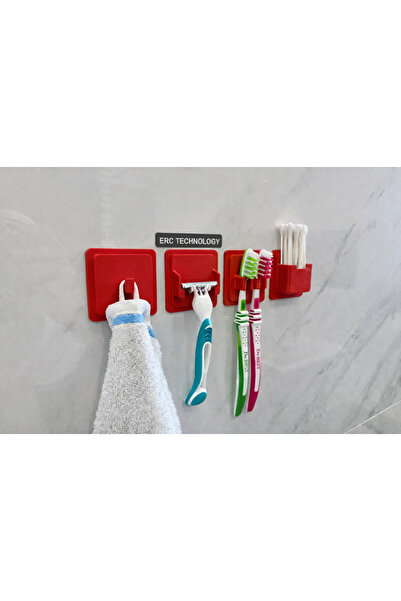 ERCTECH Yapışkanlı Banyo Askı Seti – Havlu, Jilet, Diş Fırçası ve Kulak Çubuğ...