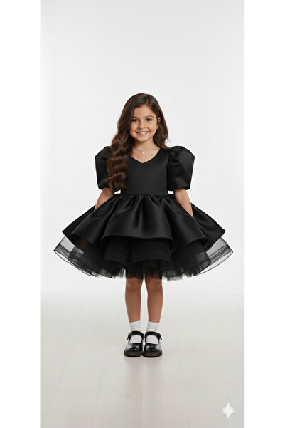 shop Kız Çocuk Siyah Saten Elbise,Kız Çoçuk Mezuniyet Elbisesi, Doğum Günü El...