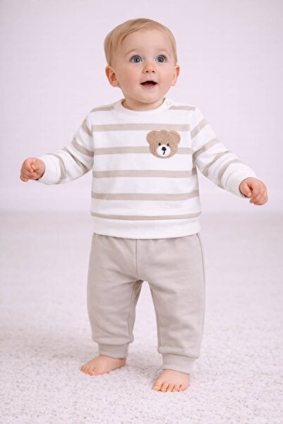 nikuby Alt Üst Takım Erkek Bebek Takım Çıtçıtlı 2li Takım Askı Ayıcıklı İkili...