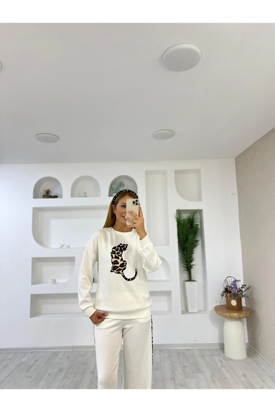 Trendingsize طقم مودال مطرز بنقشة الفهد