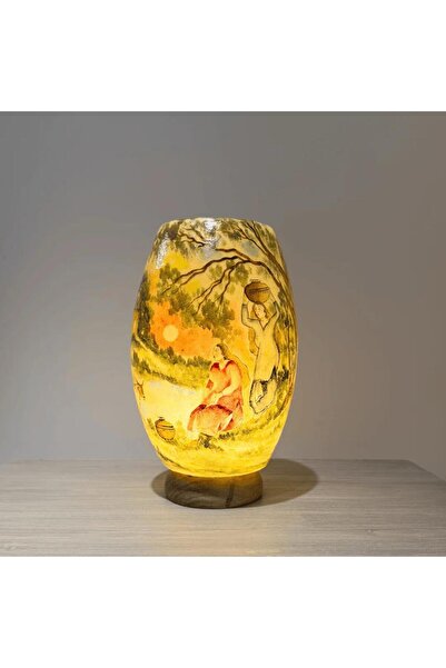 Lunacclight ETNİK MODEL EL BOYAMA DERİ ABAJUR