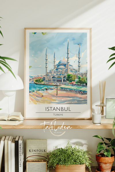 tablodea Pinterest Tablou înrămat cu aspect de acuarelă, cu tematică Moscheea...