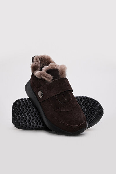 Ayakkabıhane Fur Inside, Genuine Suede Leather Outside, Brown Women's Casual ...