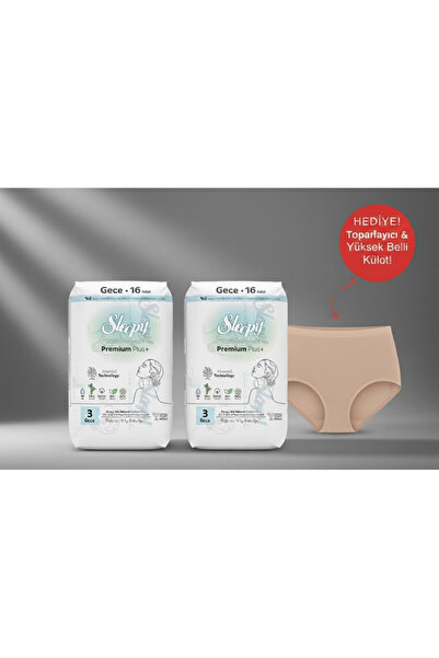 Sleepy Bio Natural Gece 16'lı Premium Paket 2'li + Yüksek Belli Toparlayıcı K...