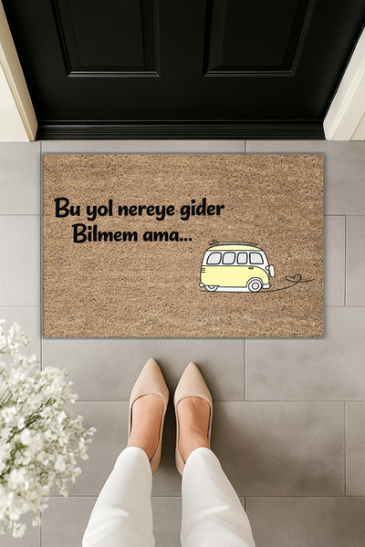 Dormot طباعة رقمية حديثة - هذا الطريق يذهب إلى أين؟ لا أعرف - سجادة أمام الباب