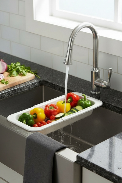 Snippy Sieve Beyaz - Pratik Ayarlanabilir Sürgülü Lavabo Süzgeci - Meyve Sebz...