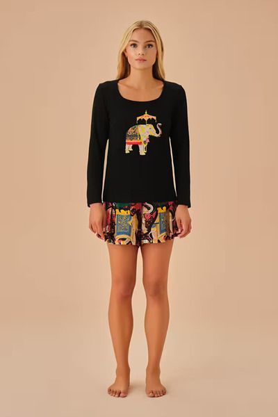 DREAM FASHION Colorful Patterned Indian T-Shirt Shorts Pajama Set