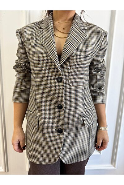 inmuse Kazayağı Desenli Blazer Ceket