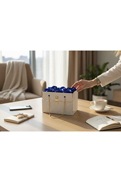 Renkli Düşler Atölyesi Solmayan Gül Şık Tasarım Çantalı / 6'lı Saten Kurdela ...