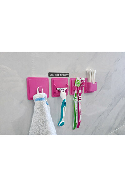 ERCTECH Yapışkanlı Banyo Askı Seti – Havlu, Jilet, Diş Fırçası ve Kulak Çubuğ...
