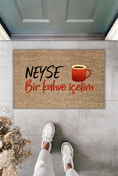 Rugmood طباعة رقمية حديثة - ماذا أذاكنا نشرب قهوة - سجادة أمام الباب