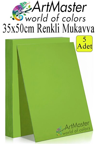 Artmaster Yeşil Renkli Mukavva 35x50 cm 5 Adet 1 Paket Renkli Sert Karton 1.0...