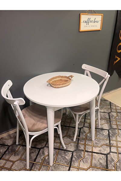 VOGUE TASARIM VE AKSESUAR 80 cm yuvarlak beyaz yemek mutfak balkon masası şık...