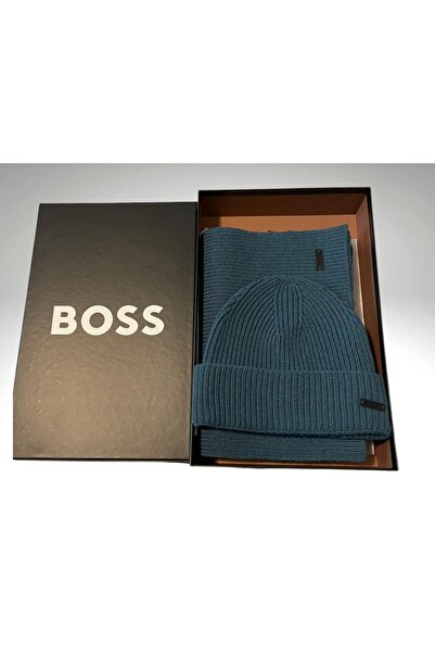 BOSS Premium Wool Blend Scarf Beanie Set