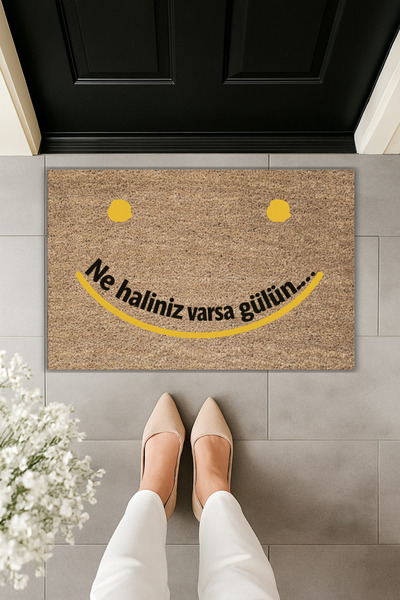 Dormot Modern Digital Printing - Whatever You Have, Smile :) - Doormat