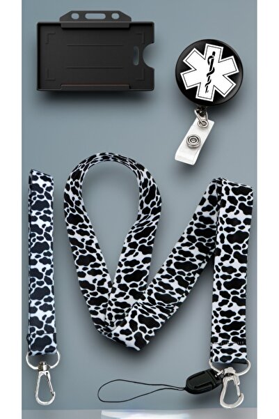 chic crazze İnek Desenli Boyun Askı İpi Yaka Kartı Yoyo Kartlık Telefon Askıs...