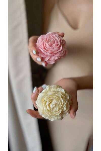Bernami Pinterest roza - žuta 2 komada božura dekorativni model mirisne sveće