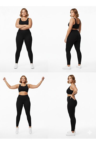 NiLi Plus Size Steel Knitted Tights Black