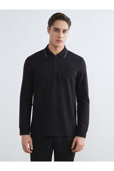 LC Waikiki Nevavm with a Difference Polo Collar Long Sleeve Men's T-Shirt