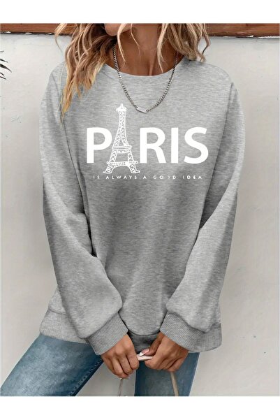 Deocept Жіночий принт на велосипедному комірі Зручний крій Жіночий світшот