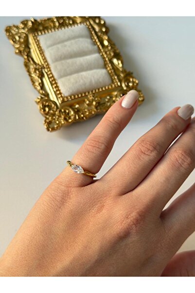 Charmist 14K Çelik Üzeri Altın Kaplama (Ayarlanabilir) Serçe Parmak Yüzük