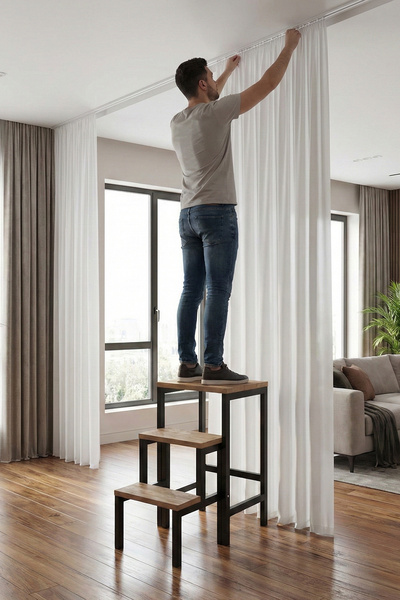 YüceerHome Katlanabilir Merdiven Tabure Çiçeklik Çok Amaçlı Kullanılabilir Merdiven Siyah