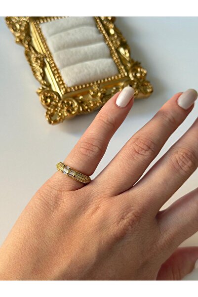 Charmist 14K Çelik Üzeri Altın Kaplama (Ayarlanabilir) Serçe Parmak Yüzük