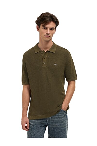 The Bear House Men Textured Flat Knit Relaxed Fit Polo