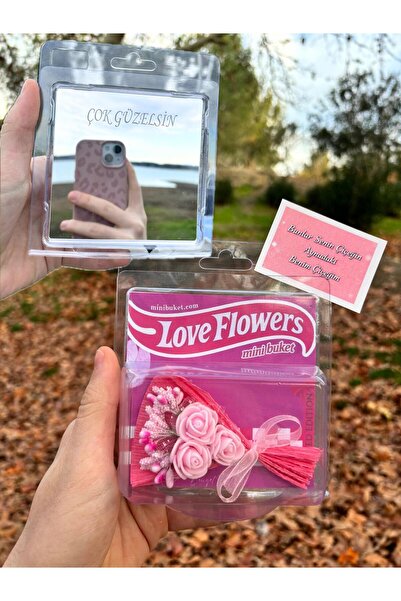 Sepetten Eve Mini Buket Çiçek Aynalı Love Flowers Hot Flowers 14 Şubat Sevgil...