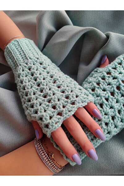 pun dore Dantel Detaylı El Örgüsü Parmaksız Eldiven – Standart Beden, Telefon...