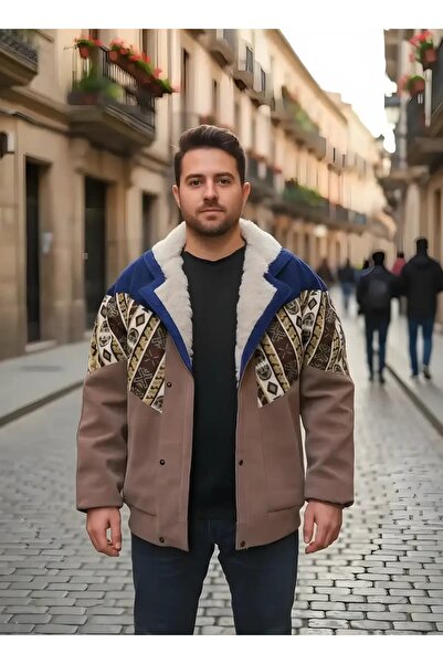 CANMODA (7749) Recien Unisex Fur Collar Vintage Aztec Jacket Oversized 90S Co...