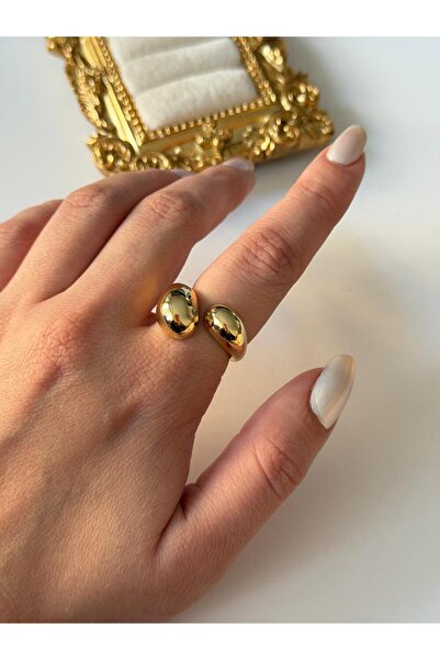 Charmist 14K Çelik Üzeri Altın Kaplama Ayarlanabilir Basic Yüzük