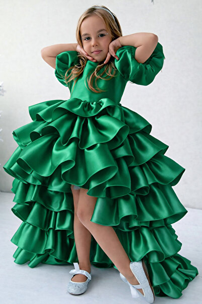 Asel Kids ДІВЧАТКО САТЕНЕ ЗНІМНЕ СУКНЯ З ХВОСТОМ І РУКАВАМИ